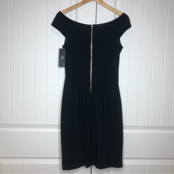 NWT JOSEPH RIBKOFF OFF-THE-SHOULDER BLACK AND TAN DRESS WOMENS 10 - Picture 9 of 11